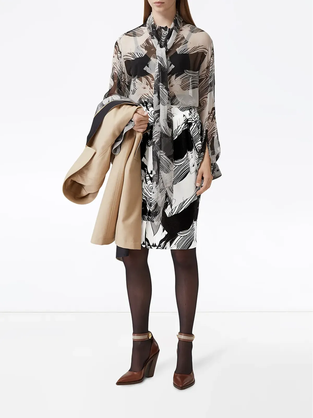 Burberry 抽象鹿プリントスカート - 画像2