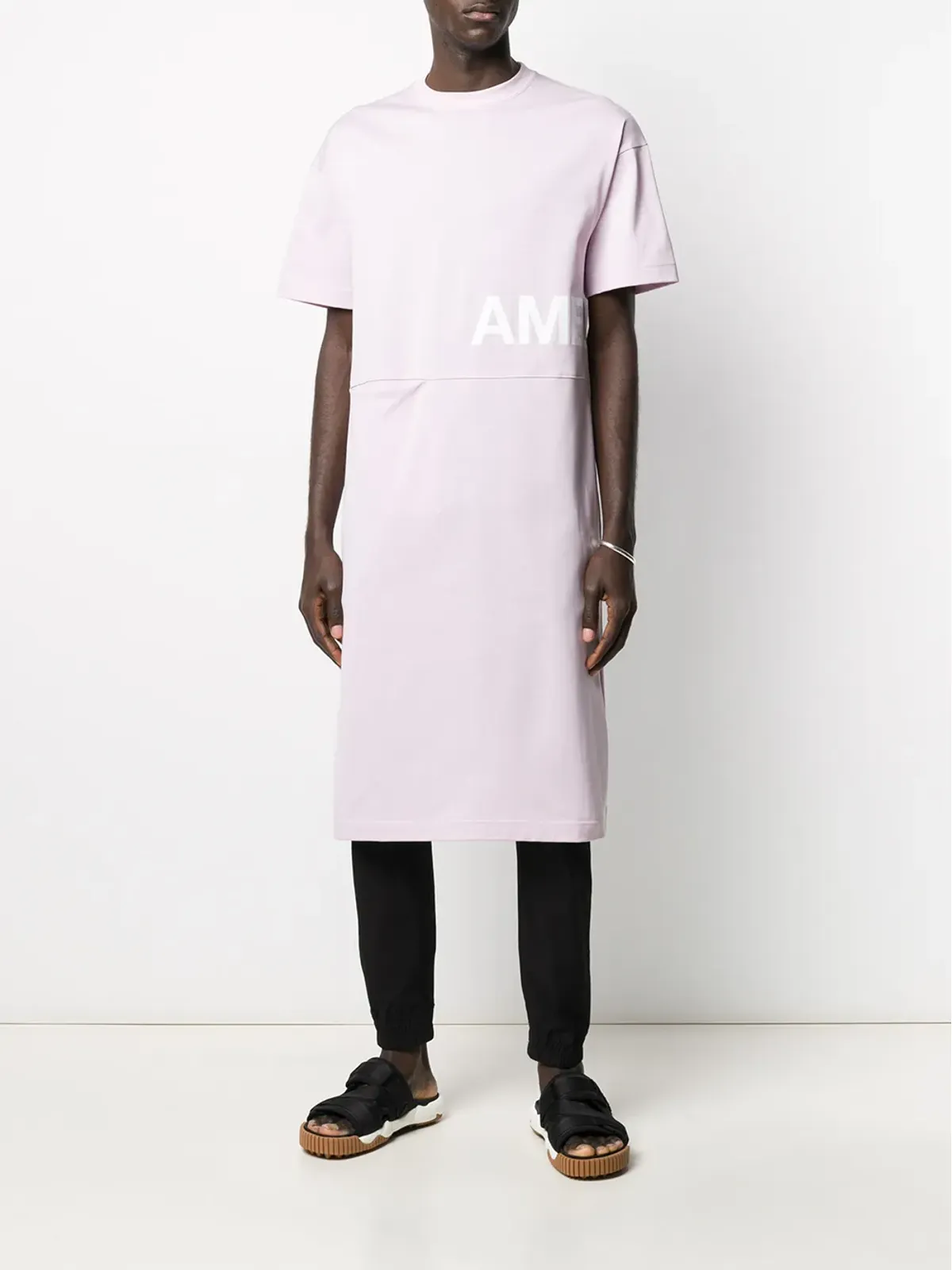 AMBUSH ロングライン ロゴプリント Tシャツ ピンク - 画像2
