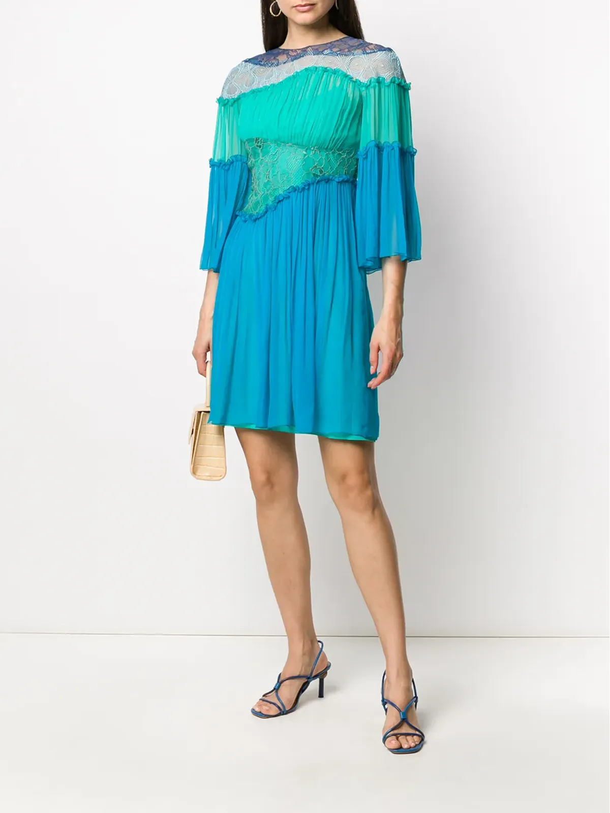 Alberta Ferretti フリルトリム付きパネルドレス - 画像2