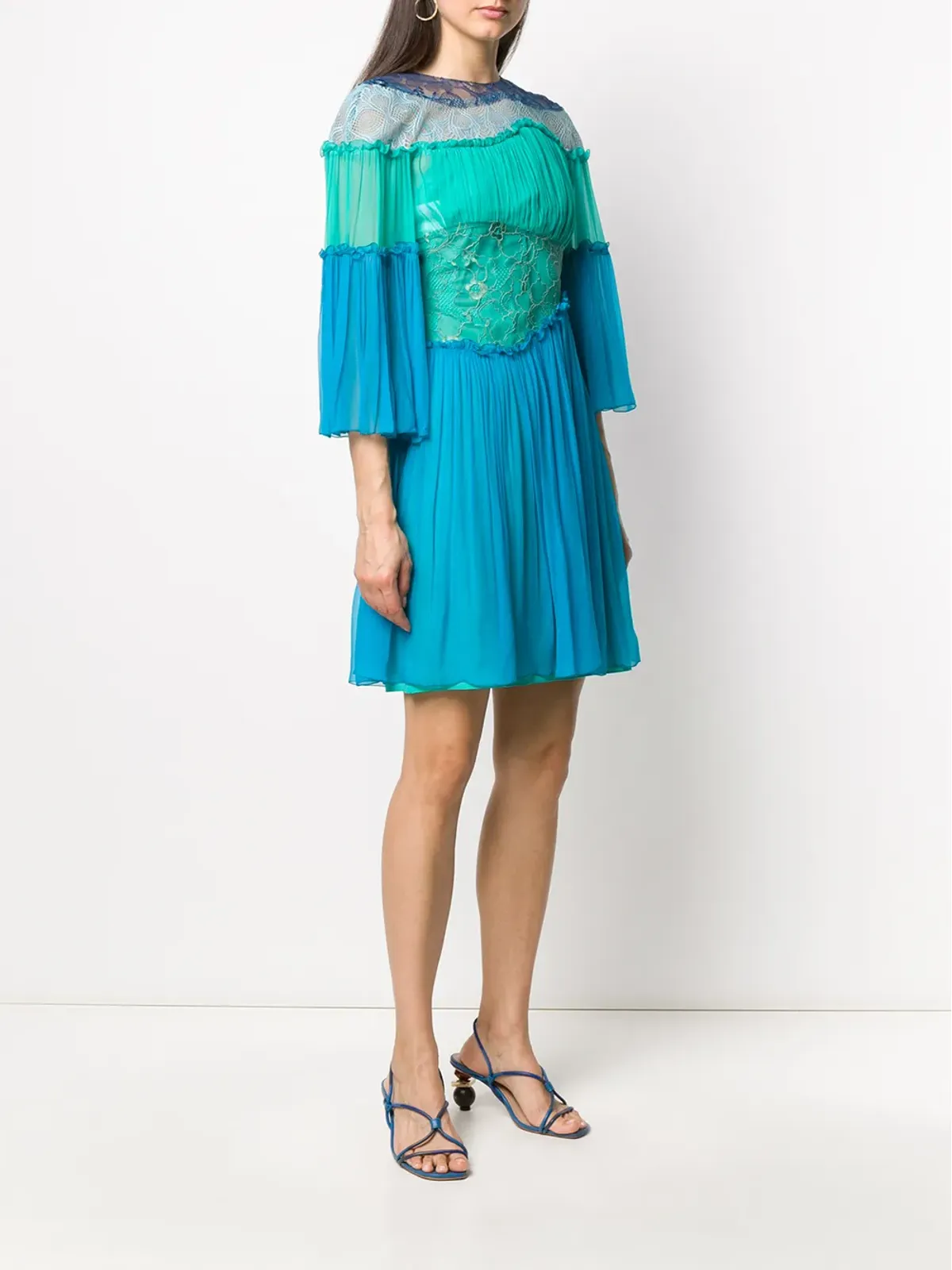 Alberta Ferretti フリルトリム付きパネルドレス - 画像3