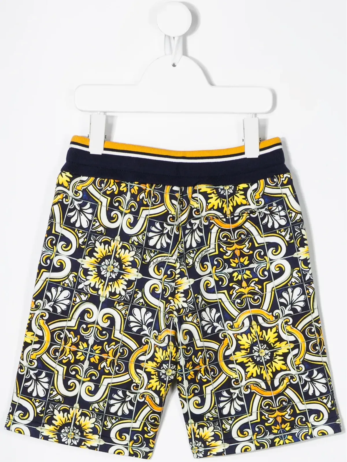 Dolce & Gabbana Kids タイル柄コットンショーツ - ブルー - 画像2