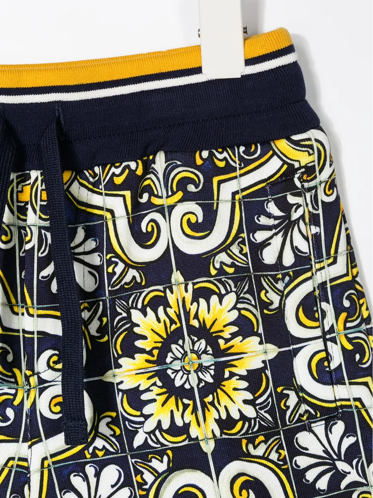 Dolce & Gabbana Kids タイル柄コットンショーツ - ブルー - 画像3