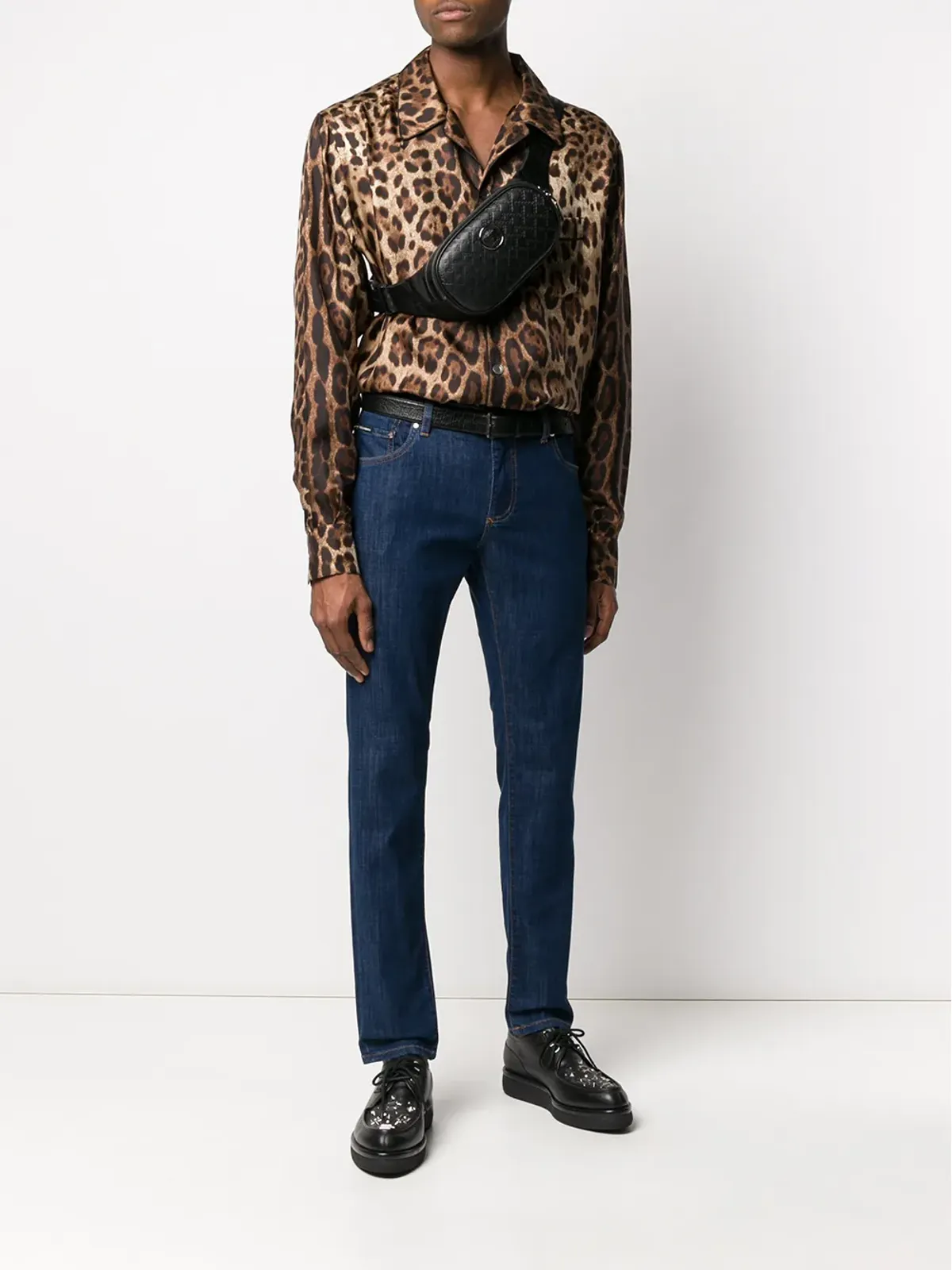 Dolce & Gabbana レオパード柄シルクパジャマシャツ - 画像2