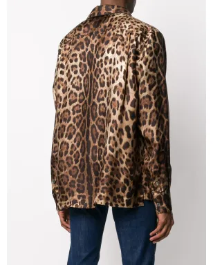 Dolce & Gabbana レオパード柄シルクパジャマシャツ - サムネイル4