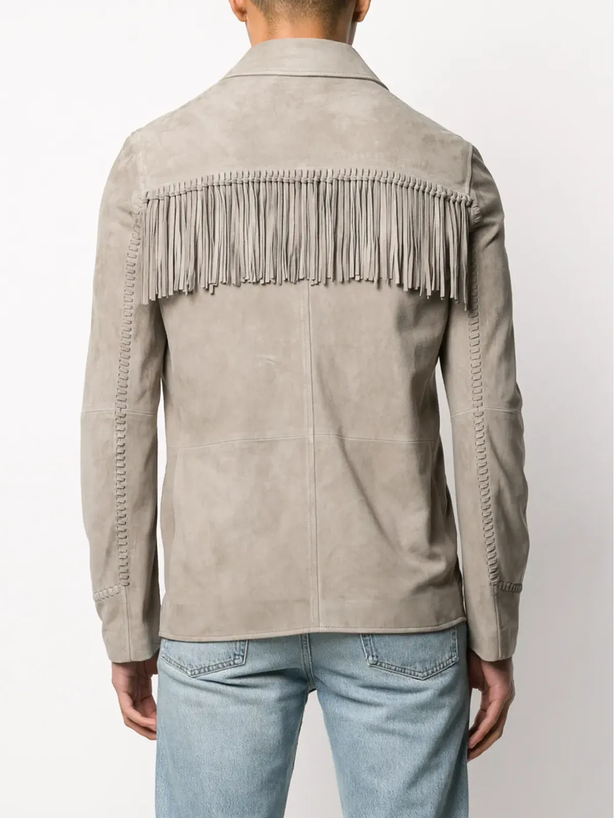 AMIRI テクスチャードフリンジシャツジャケット - グレー - 画像4