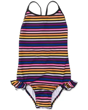 SONIA RYKIEL ENFANT フリル トリム ストライプ水着 - ブラック - サムネイル1