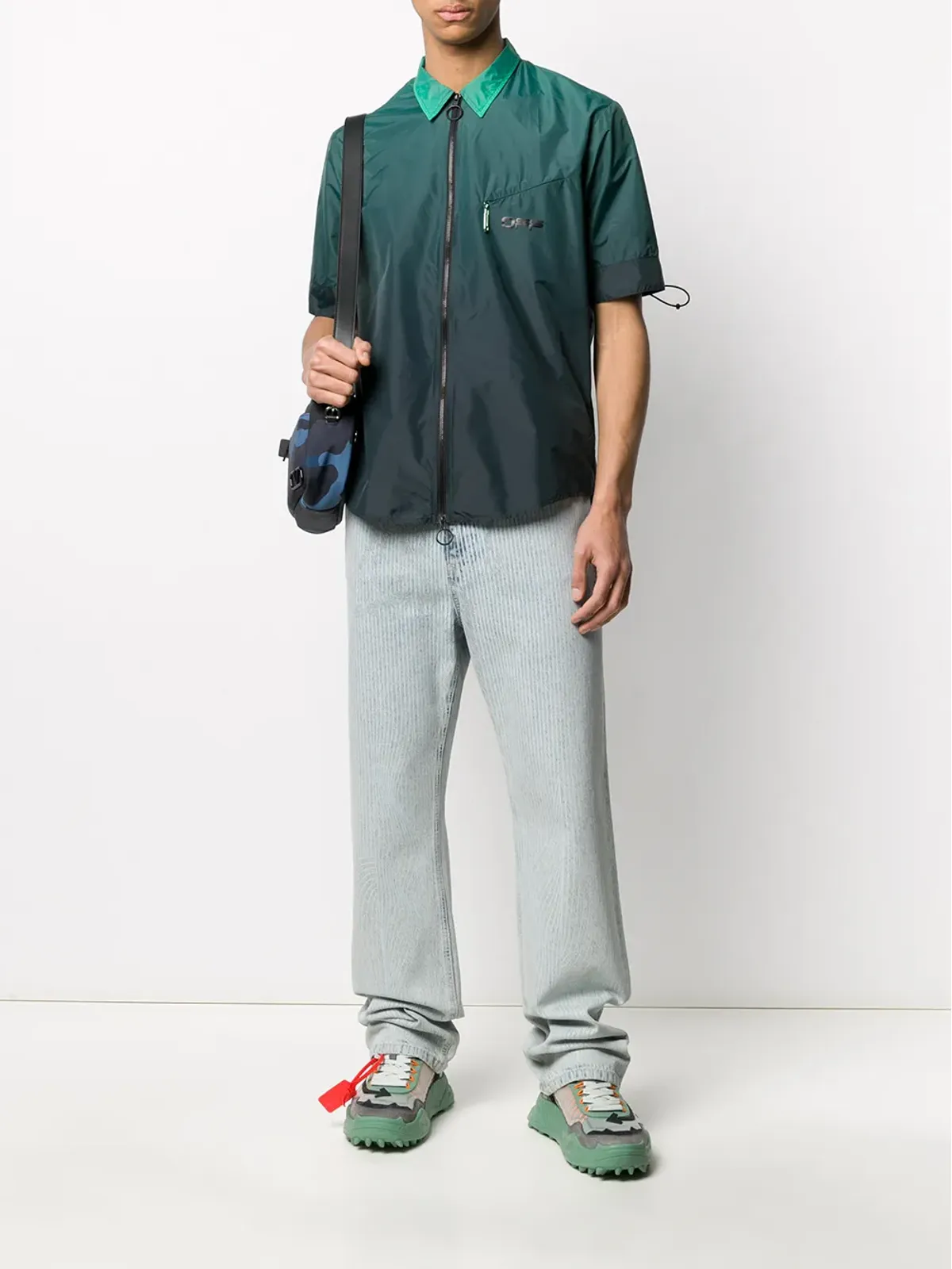 Off-White ドローコード入りディテール ジップアップシャツ - グリーン - 画像2