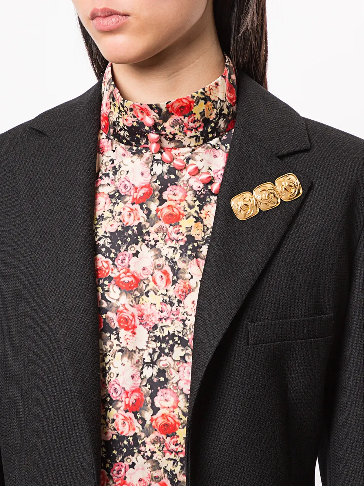 CHANEL ビンテージ 1994 トリプルCC ブローチ（ゴールド） - 画像2