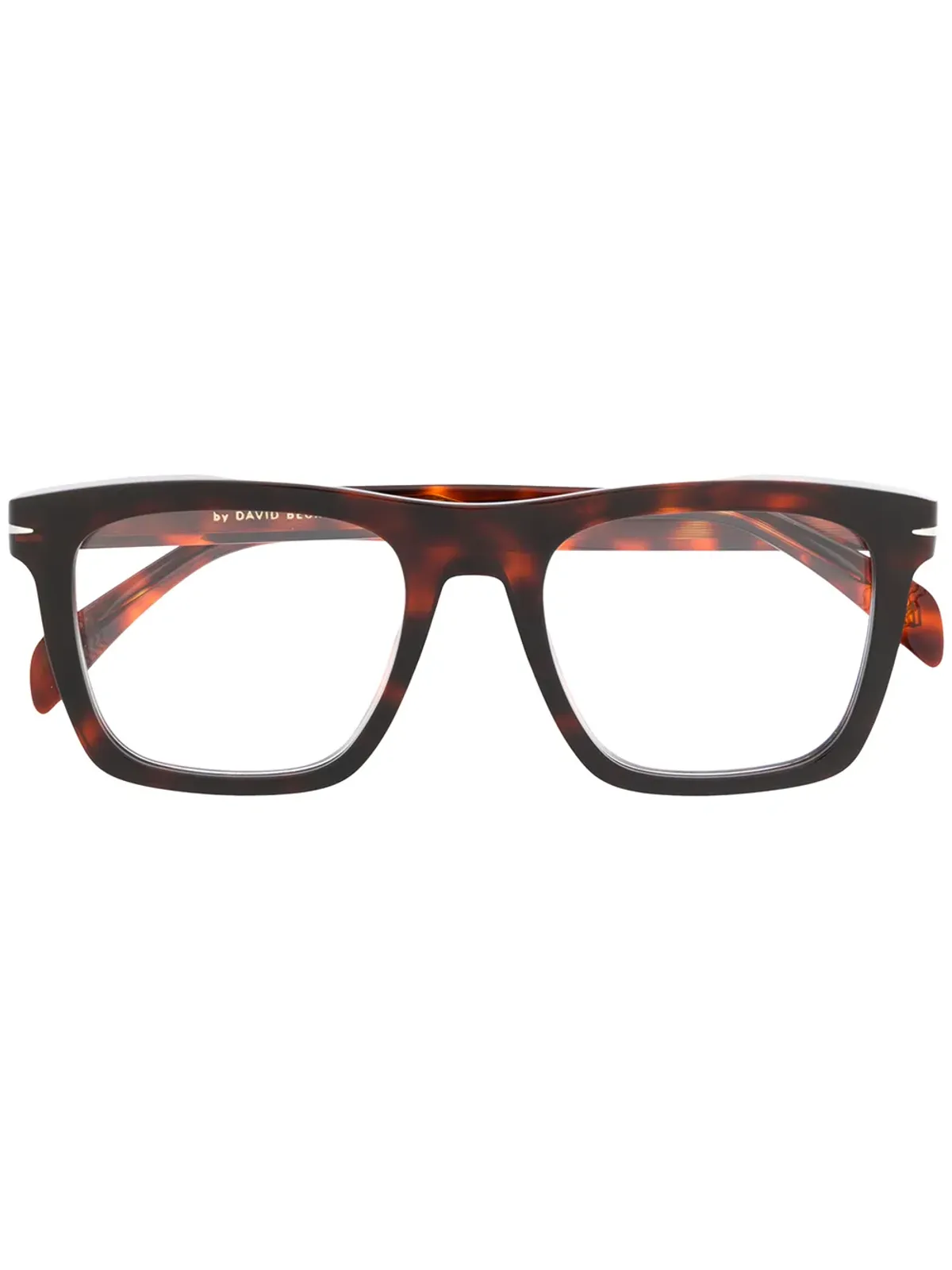Eyewear by David Beckham 長方形フレームべっ甲柄眼鏡 - 画像1