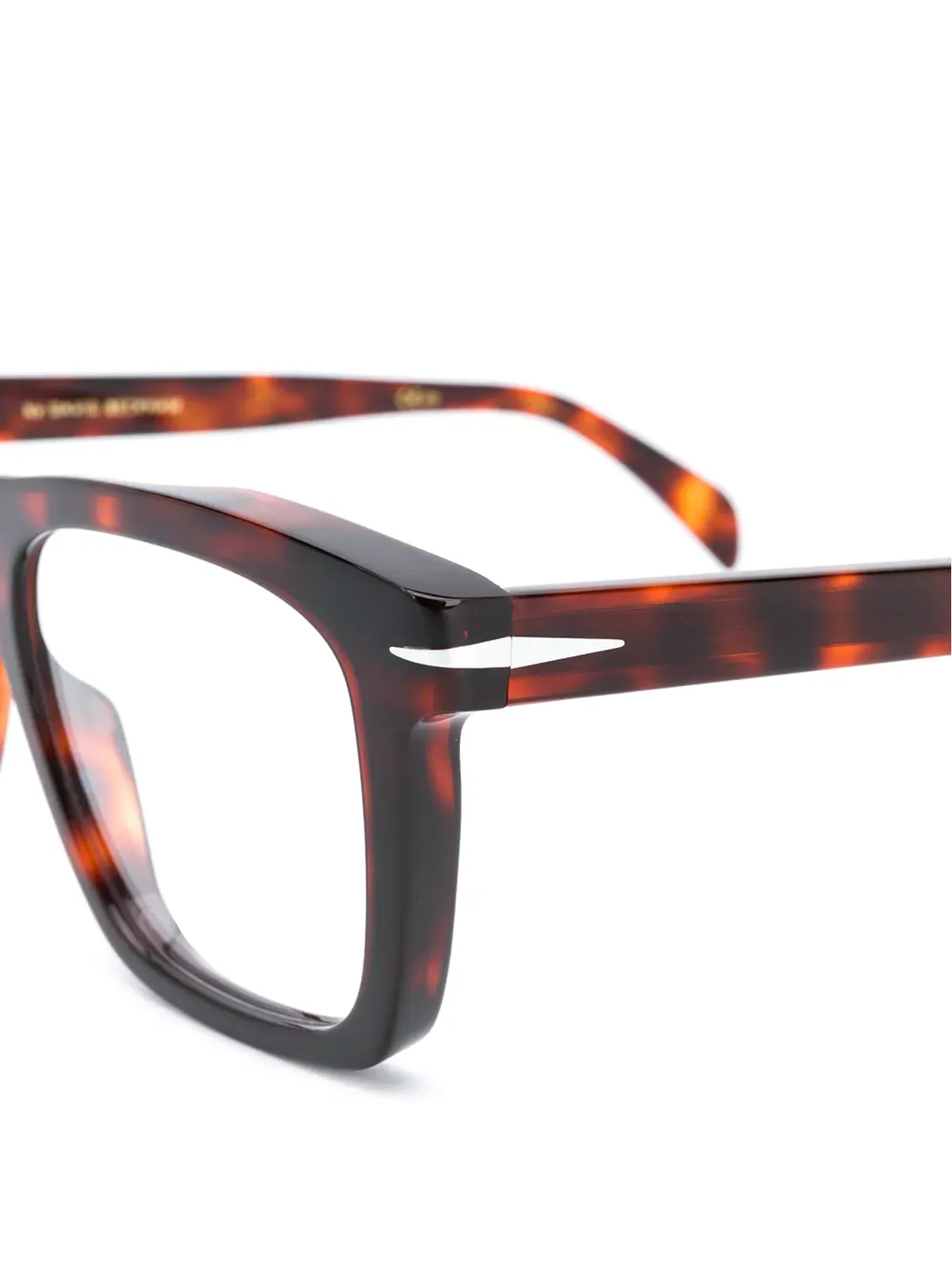 Eyewear by David Beckham 長方形フレームべっ甲柄眼鏡 - 画像3