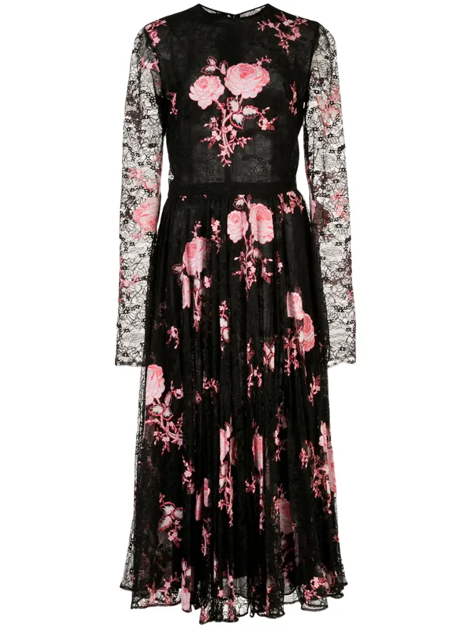 Giambattista Valli Giambattista Valli フローラル刺繍プリーツスカートドレス - ブラックの商品画像