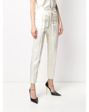 Saint Laurent クリンクルエフェクト テーラードパンツ - ホワイト - サムネイル3