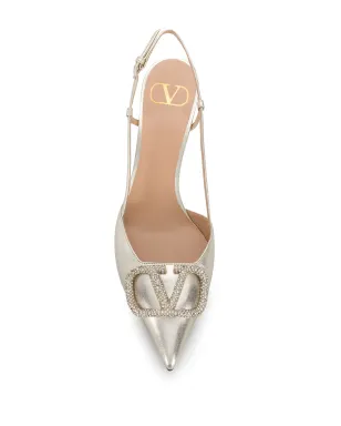 Valentino Garavani VLogo Glow スリングバックパンプス - シルバー - サムネイル4