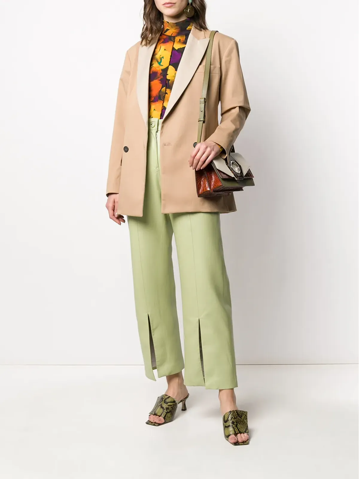 MSGM ダブルブレストブレザー ブラウン - 画像2