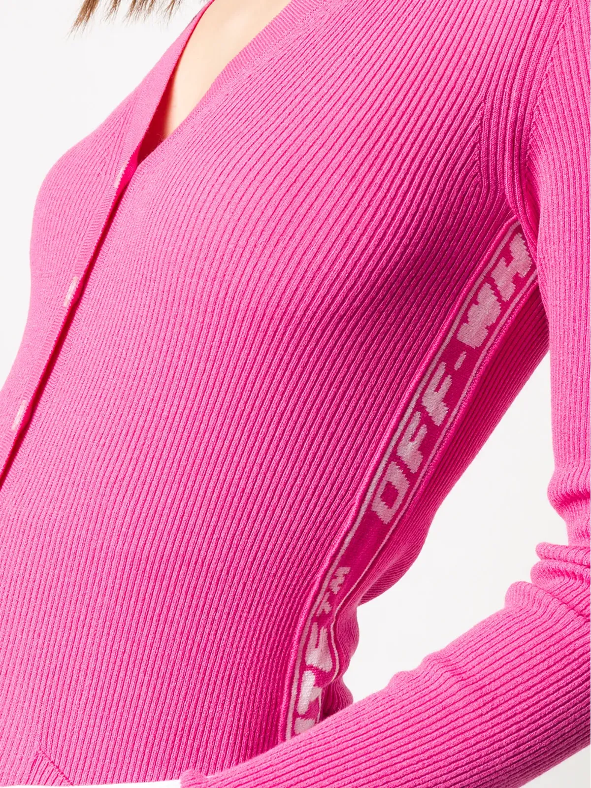 Off-White ロゴストライプカーディガン - 画像5