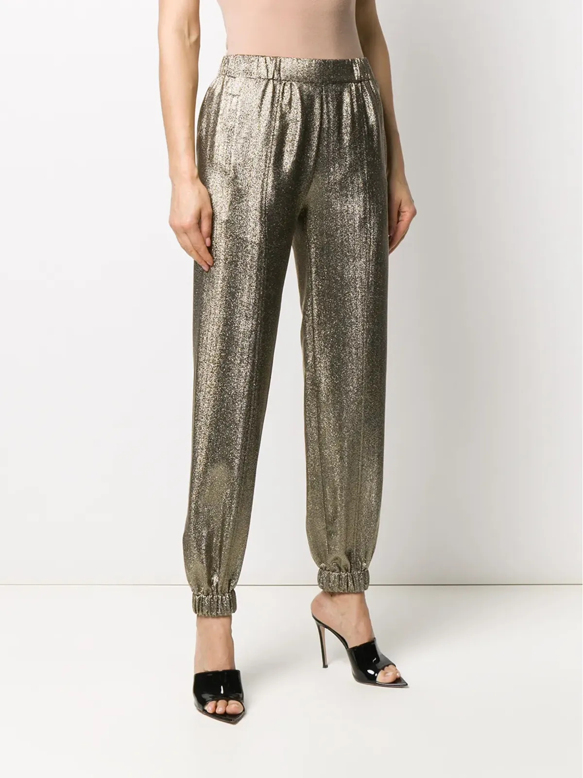 Saint Laurent メタリックエフェクト テーパードパンツ - 画像3