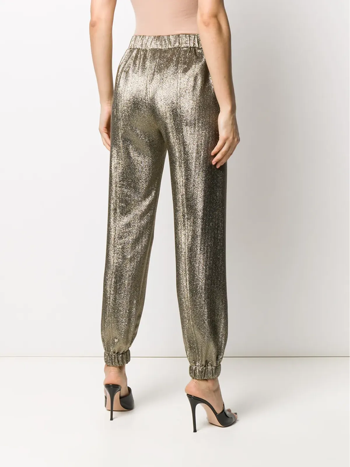 Saint Laurent メタリックエフェクト テーパードパンツ - 画像4