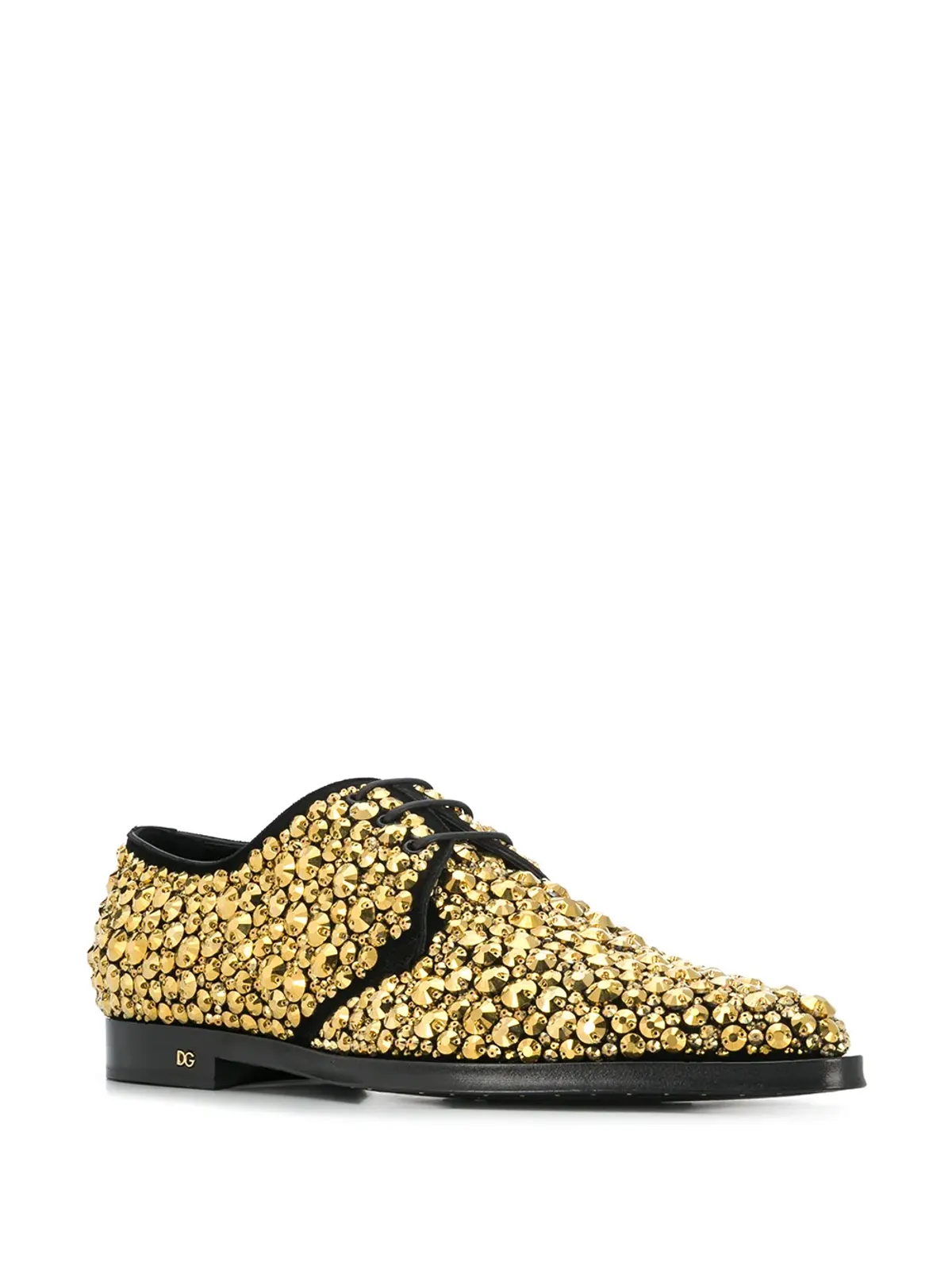 Dolce & Gabbana 刺繍入りスエード ダービーシューズ - ゴールド - 画像2