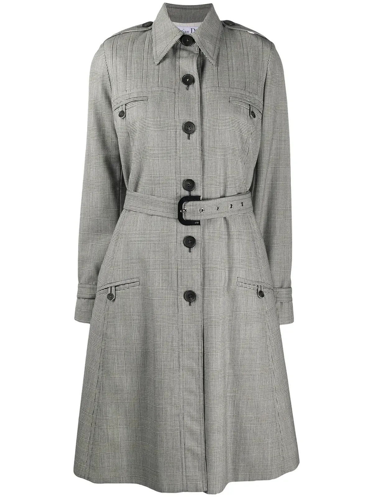 Christian Dior Pre-Owned グレー 2000年代チェック柄トレンチコート - 画像1