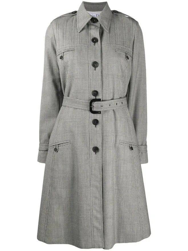 Christian Dior Pre-Owned Christian Dior Pre-Owned グレー 2000年代チェック柄トレンチコートの商品画像