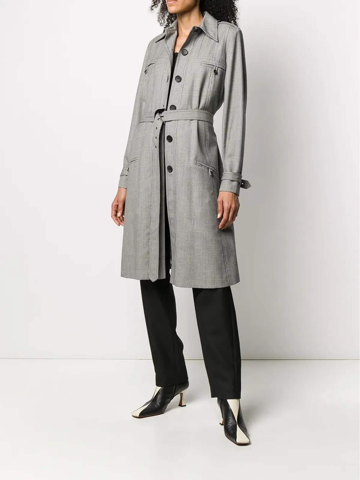 Christian Dior Pre-Owned グレー 2000年代チェック柄トレンチコート - 画像2