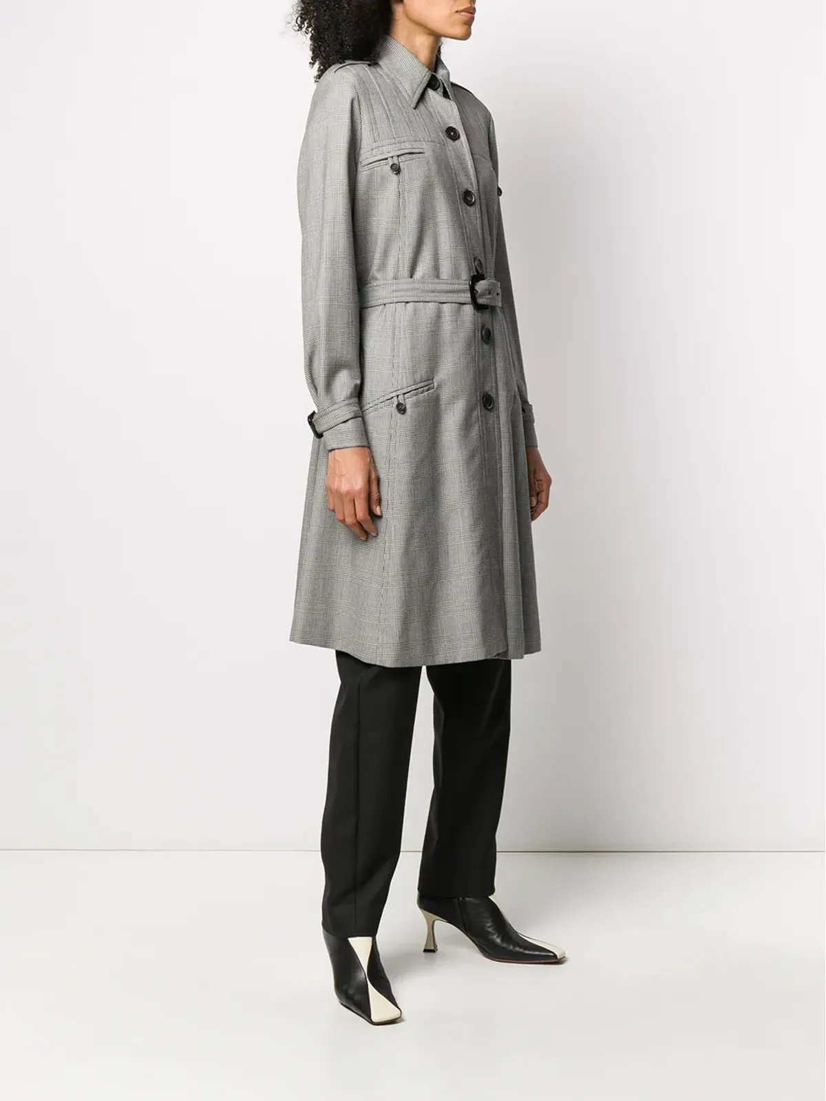 Christian Dior Pre-Owned グレー 2000年代チェック柄トレンチコート - 画像3