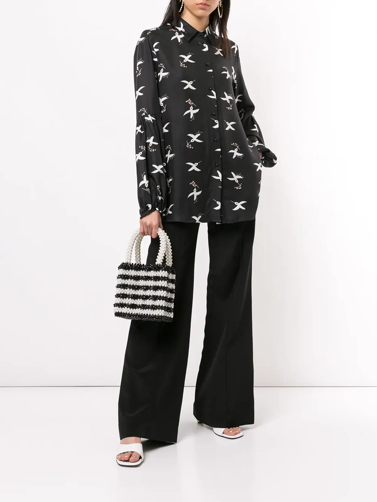 Macgraw Peacock ワイドレッグパンツ - ブラック - 画像2