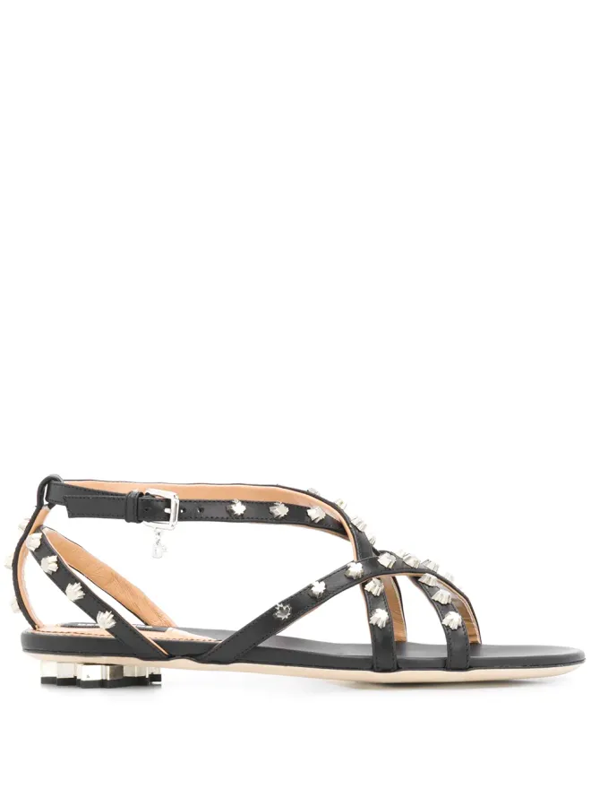 Dsquared2 DSQUARED2 メープルリーフスタッズ フラットサンダル ブラックの商品画像