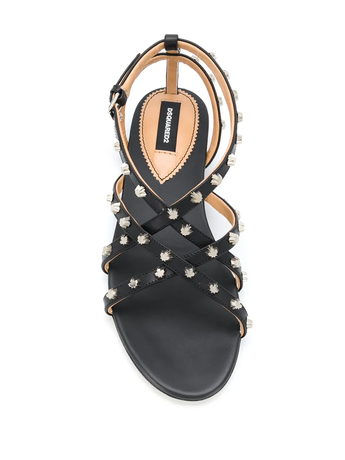 DSQUARED2 メープルリーフスタッズ フラットサンダル ブラック - 画像4