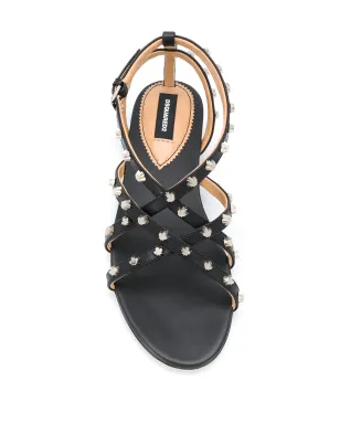 DSQUARED2 メープルリーフスタッズ フラットサンダル ブラック - サムネイル4