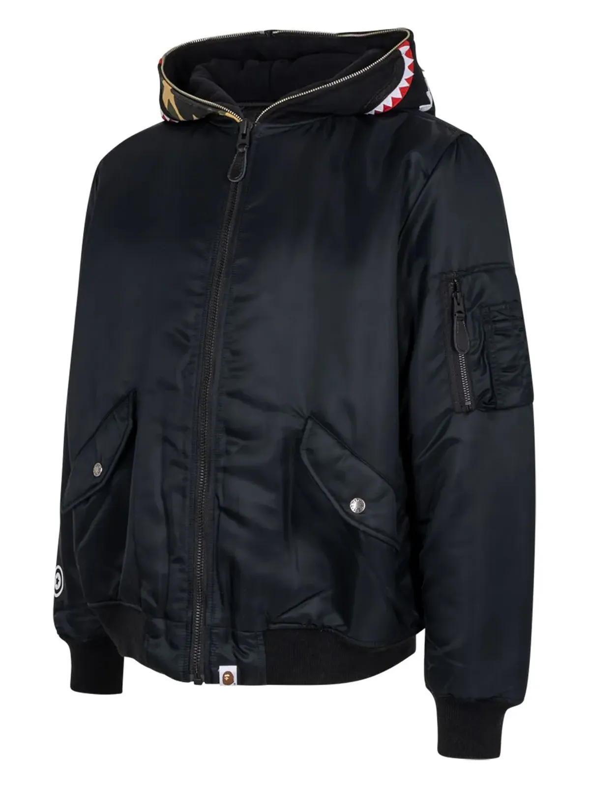 A BATHING APE® Shark MA-1 フード付きボンバージャケット グリーン - 画像2