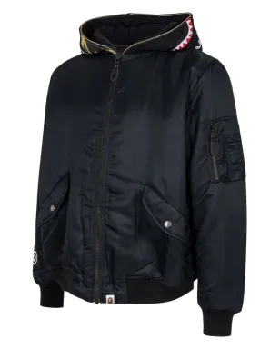 A BATHING APE® Shark MA-1 フード付きボンバージャケット グリーン - サムネイル2