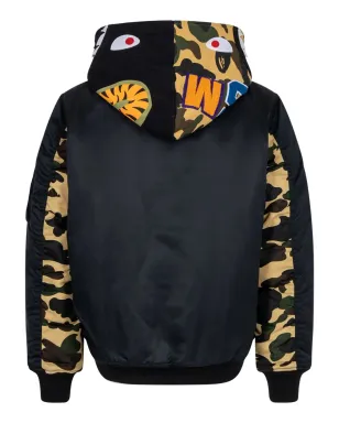 A BATHING APE® Shark MA-1 フード付きボンバージャケット グリーン - サムネイル3