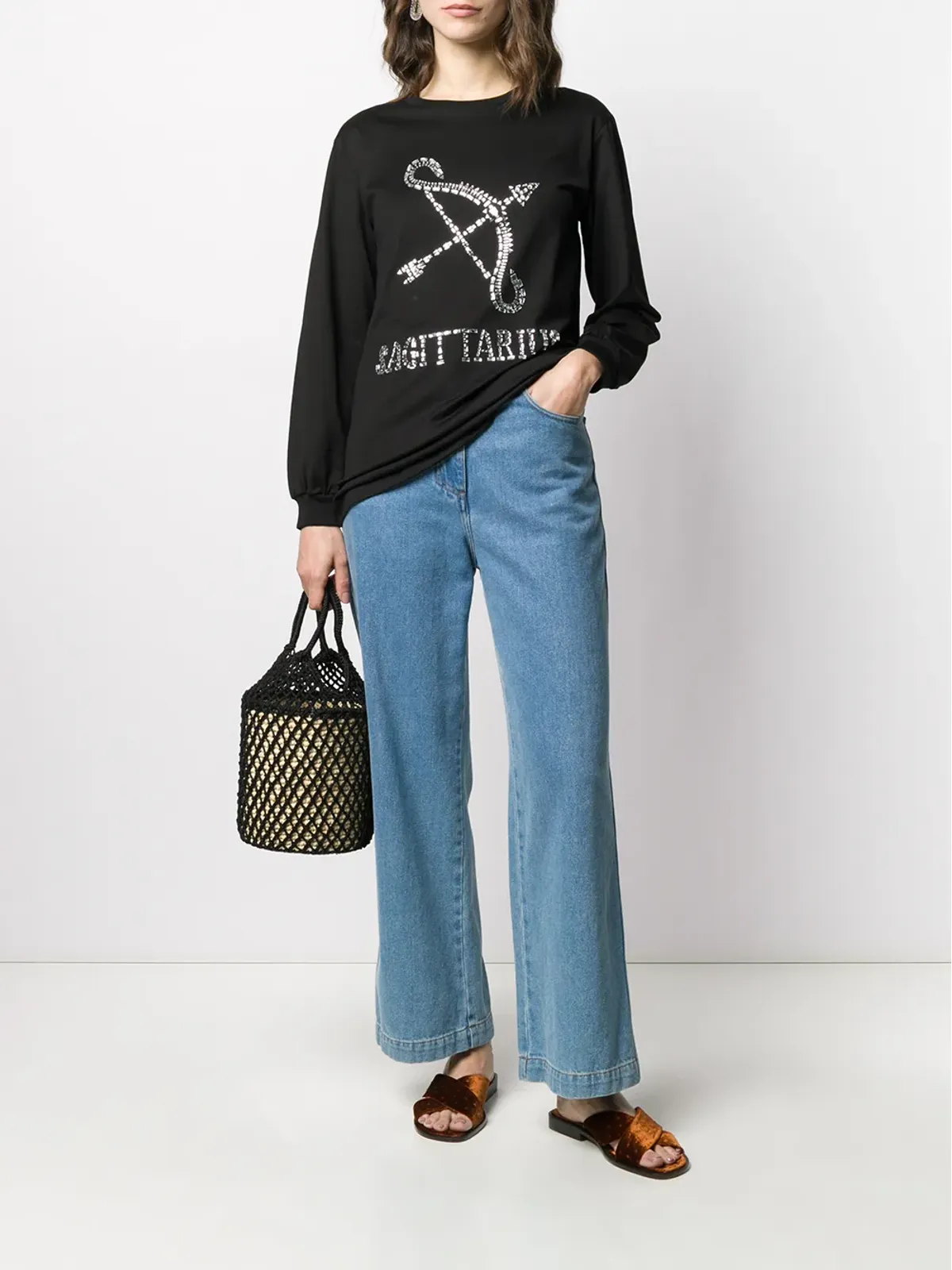 Alberta Ferretti サジタリウス ラインストーン装飾スウェットシャツ - ブラック - 画像2