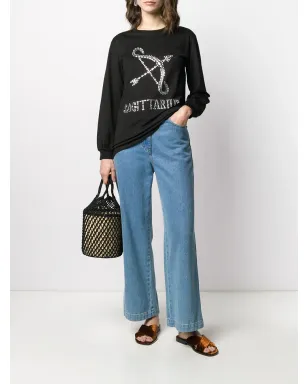 Alberta Ferretti サジタリウス ラインストーン装飾スウェットシャツ - ブラック - サムネイル2