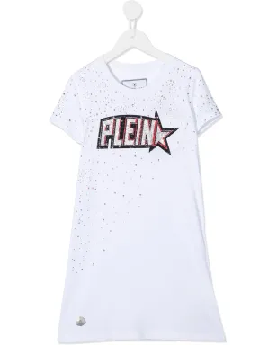 Philipp Plein Junior Plein Star 装飾付きTシャツドレス - White - サムネイル1