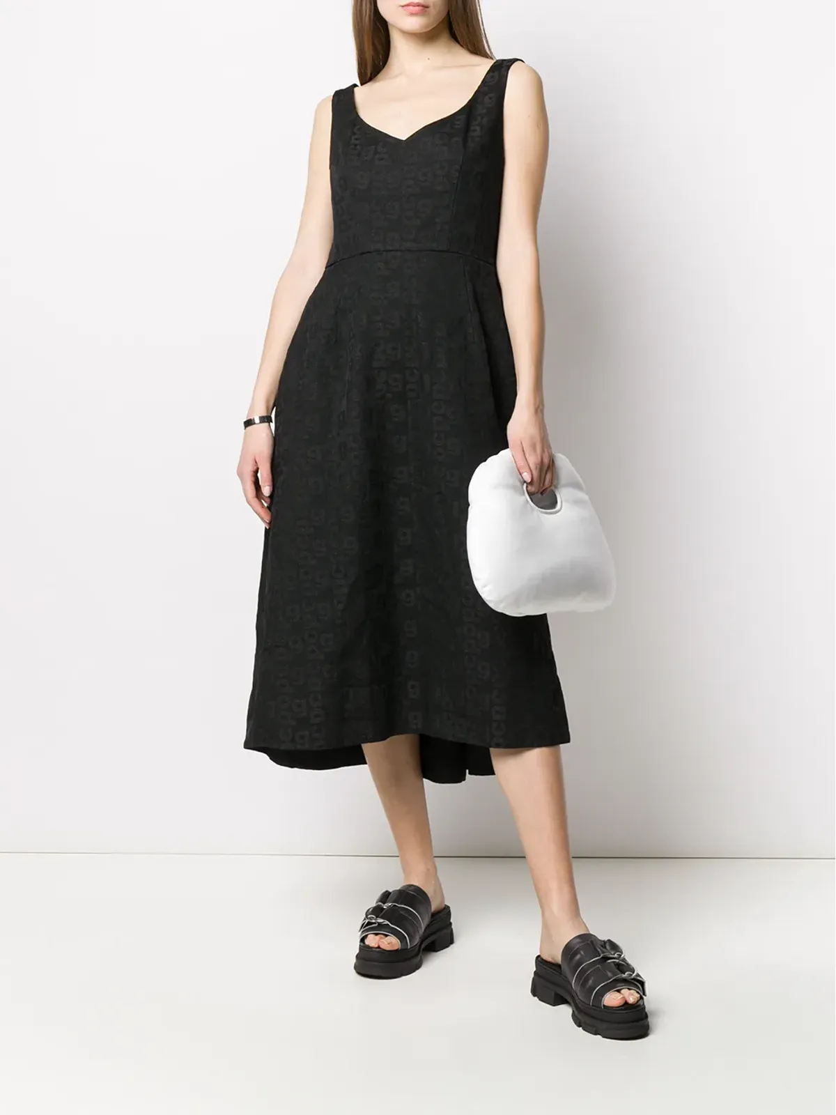 Comme Des Garçons モノグラム Aライン ミディドレス - 画像2