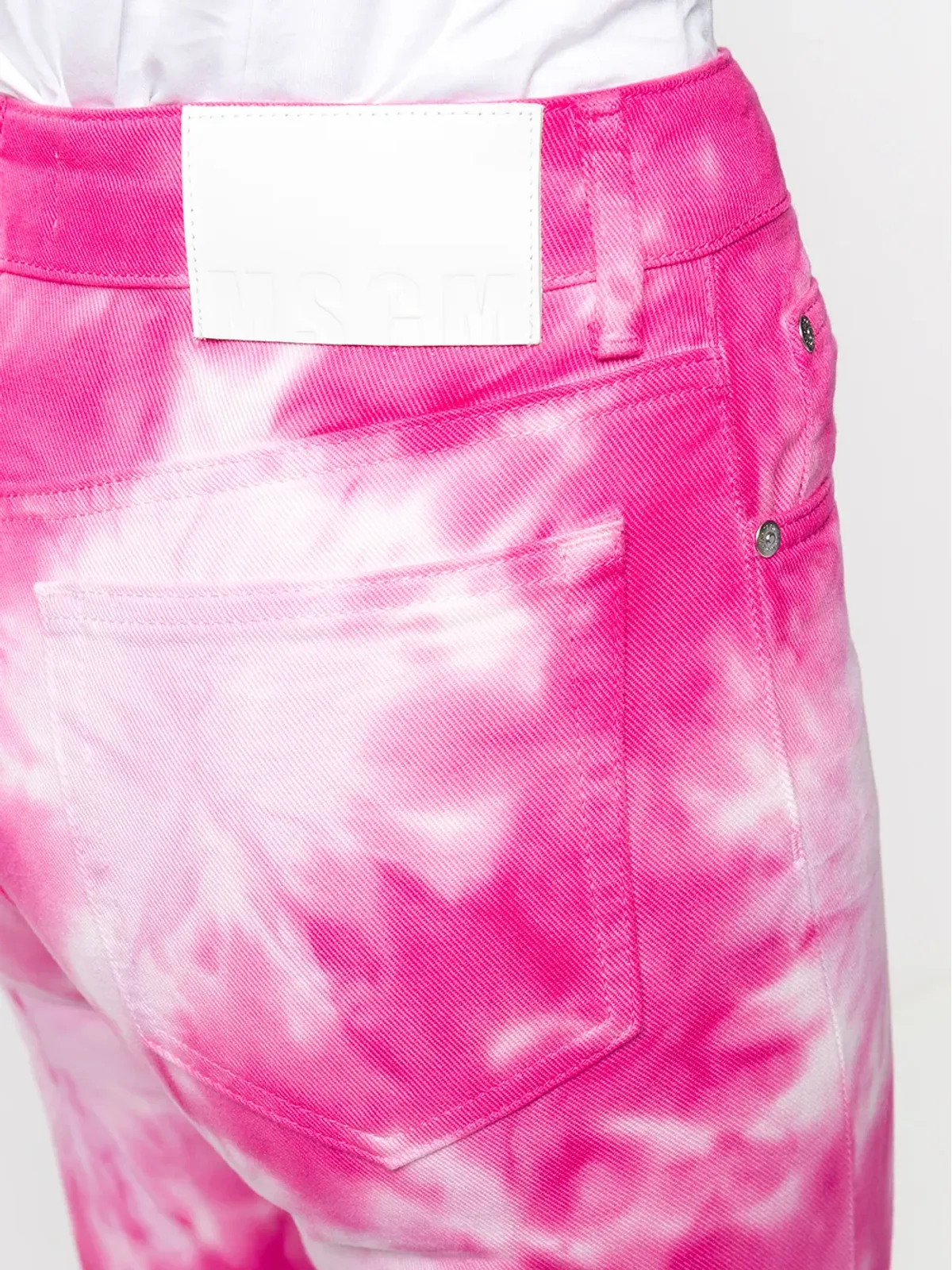 MSGM タイダイプリント クロップドジーンズ - ピンク - 画像5