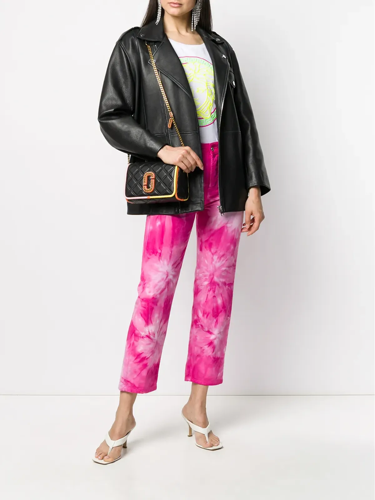 MSGM タイダイプリント クロップドジーンズ - ピンク - 画像2