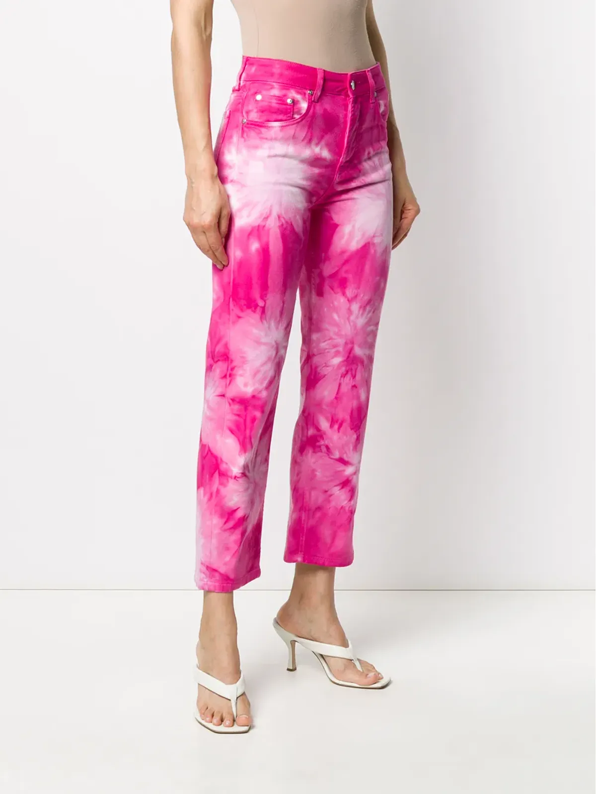 MSGM タイダイプリント クロップドジーンズ - ピンク - 画像3