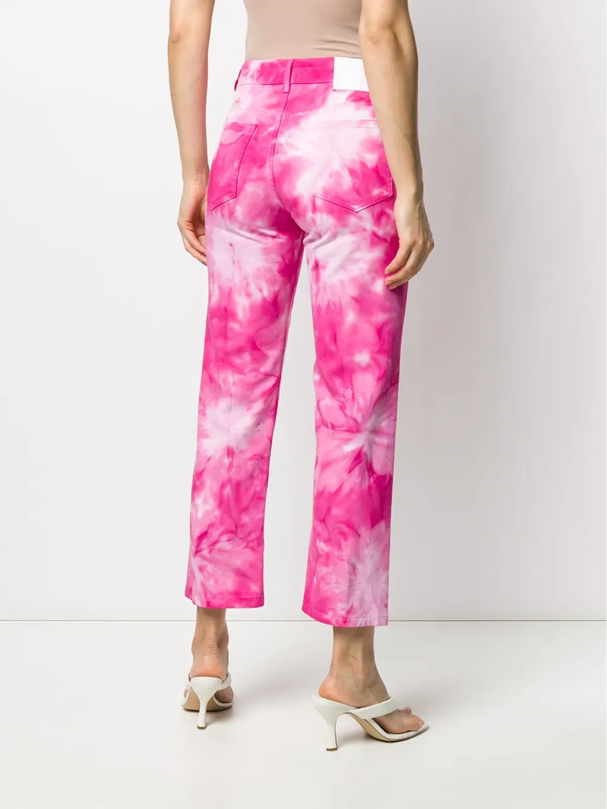 MSGM タイダイプリント クロップドジーンズ - ピンク - 画像4