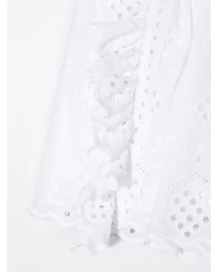 Alberta Ferretti Kids 刺繍入りフリルショートパンツ - サムネイル3