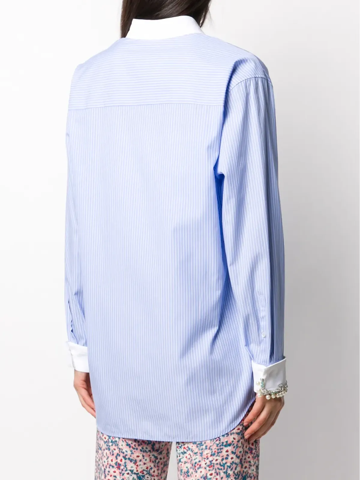 Nº21 pinstriped long-line shirt - Blue - 画像4