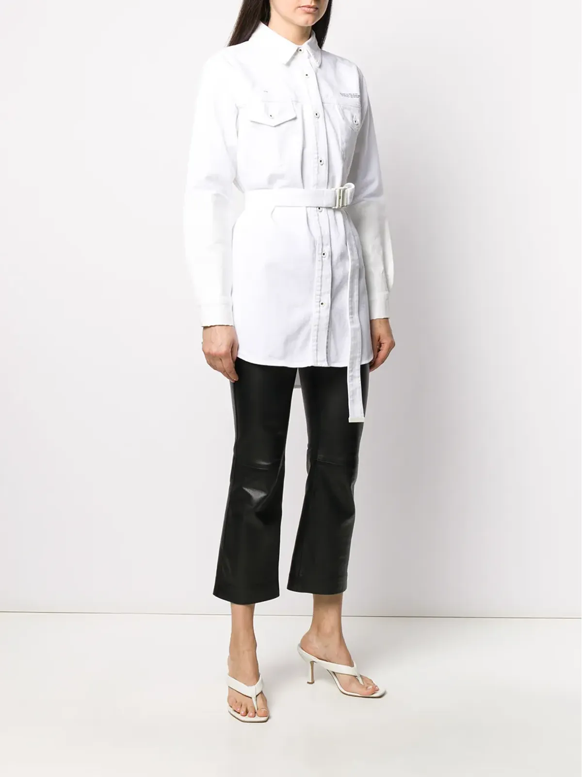 Off-White ツートーンベルト付きシャツ - 画像3