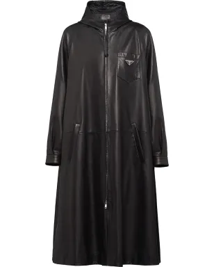 Prada レザー オーバーサイズド トレンチコート - ブラック - サムネイル1