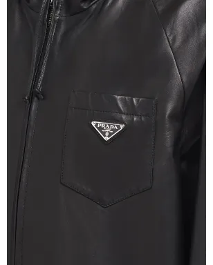 Prada レザー オーバーサイズド トレンチコート - ブラック - サムネイル5