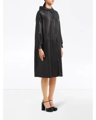 Prada レザー オーバーサイズド トレンチコート - ブラック - サムネイル3