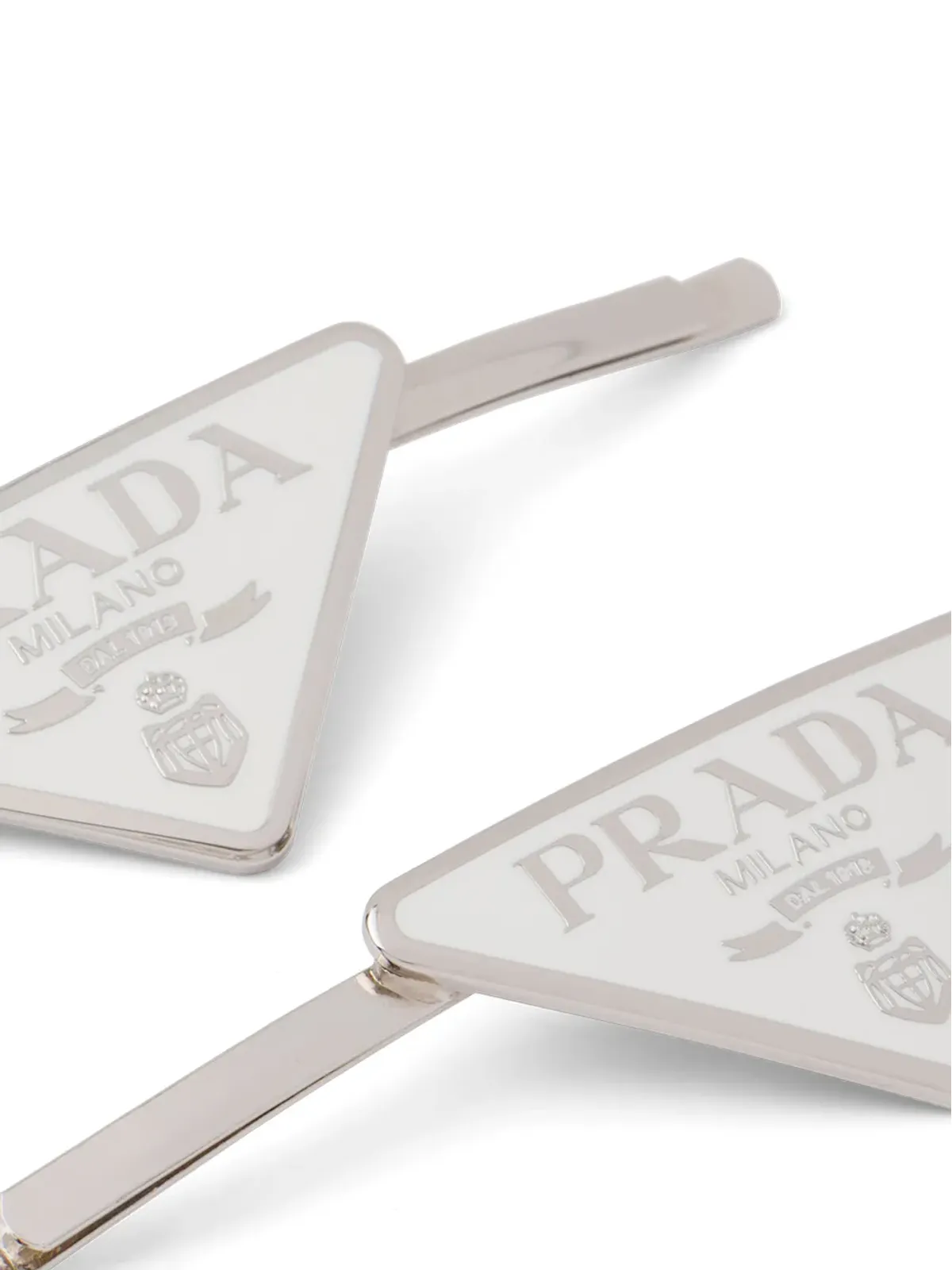 Prada トライアングルロゴ ヘアクリップ（セット2） - White - 画像2