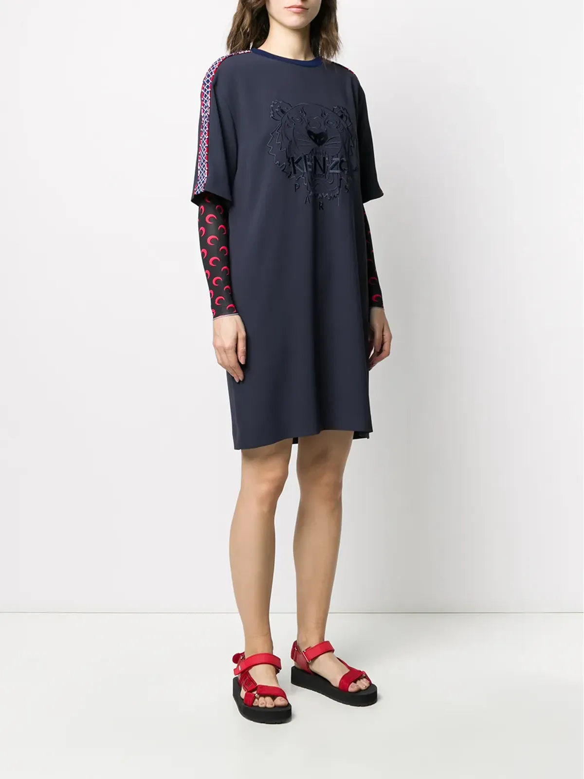 Kenzo ロゴ刺繍のシフトドレス - 画像3