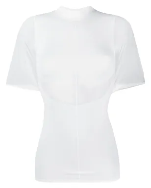 Courrèges ファネルネック・フィットTシャツ - ホワイト - サムネイル1